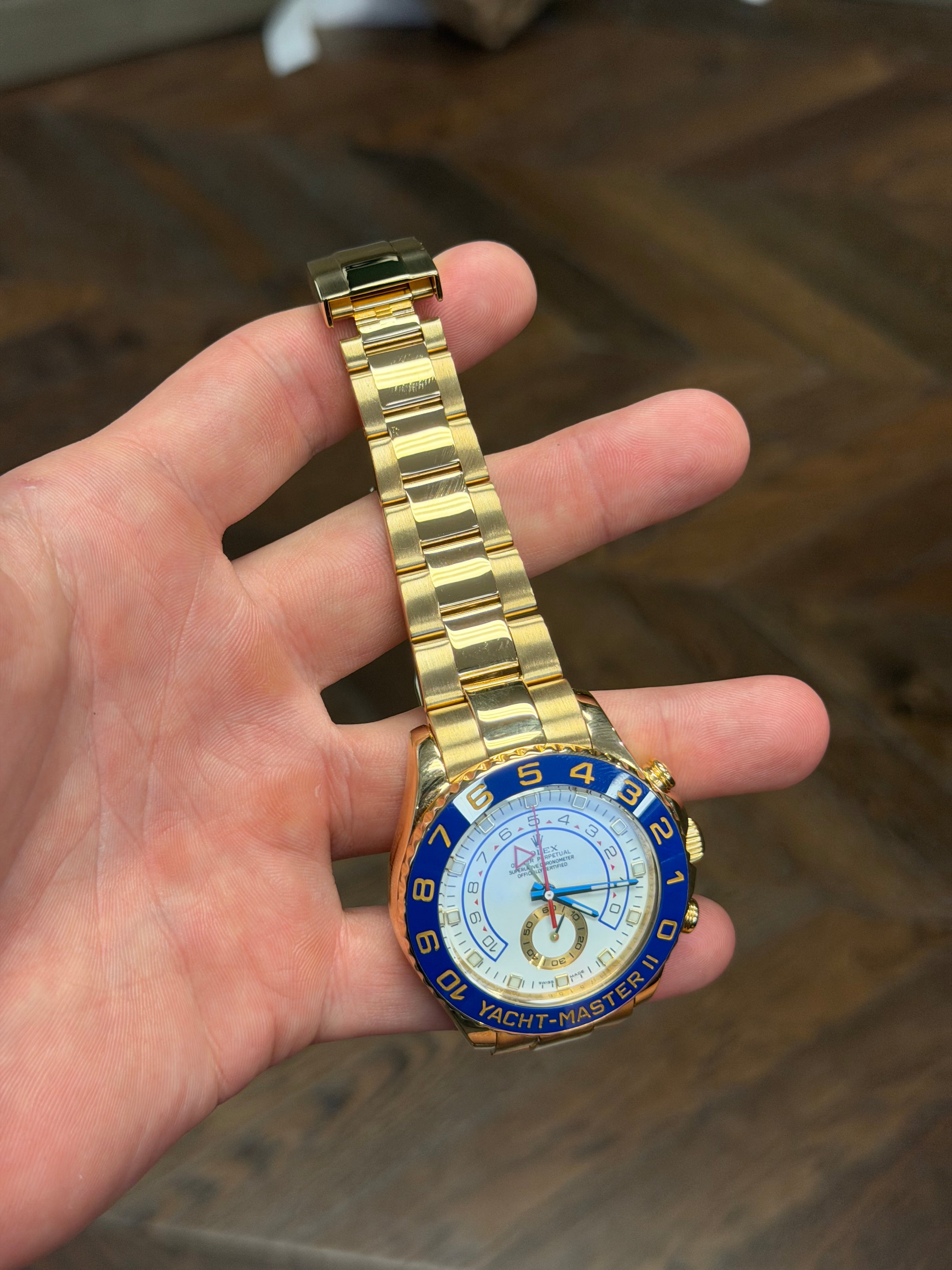 Yachtmaster 116688 Blue Hands Complete Yellow Gold