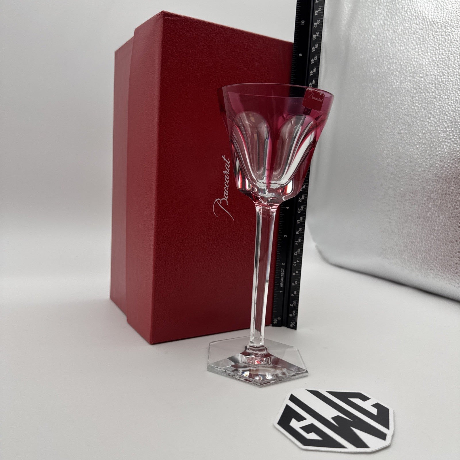 Baccarat Harcourt Rhine Wine Glass Clear and Rose Crystal 1201135