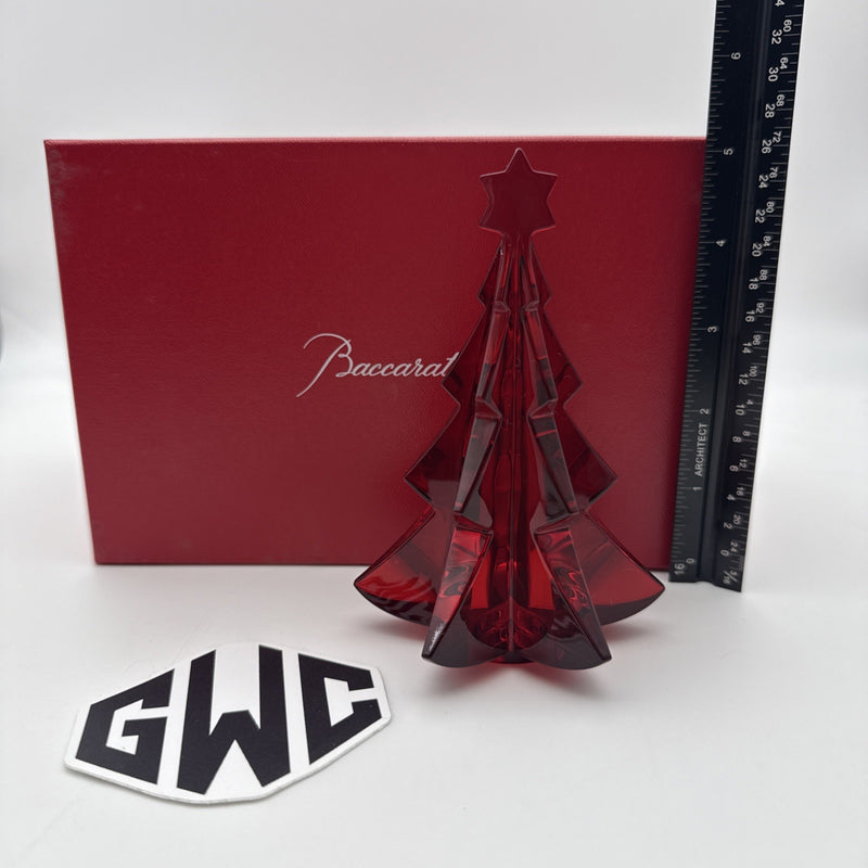 Baccarat Christmas Tree Firgurine Red Crystal New In Box 2811542