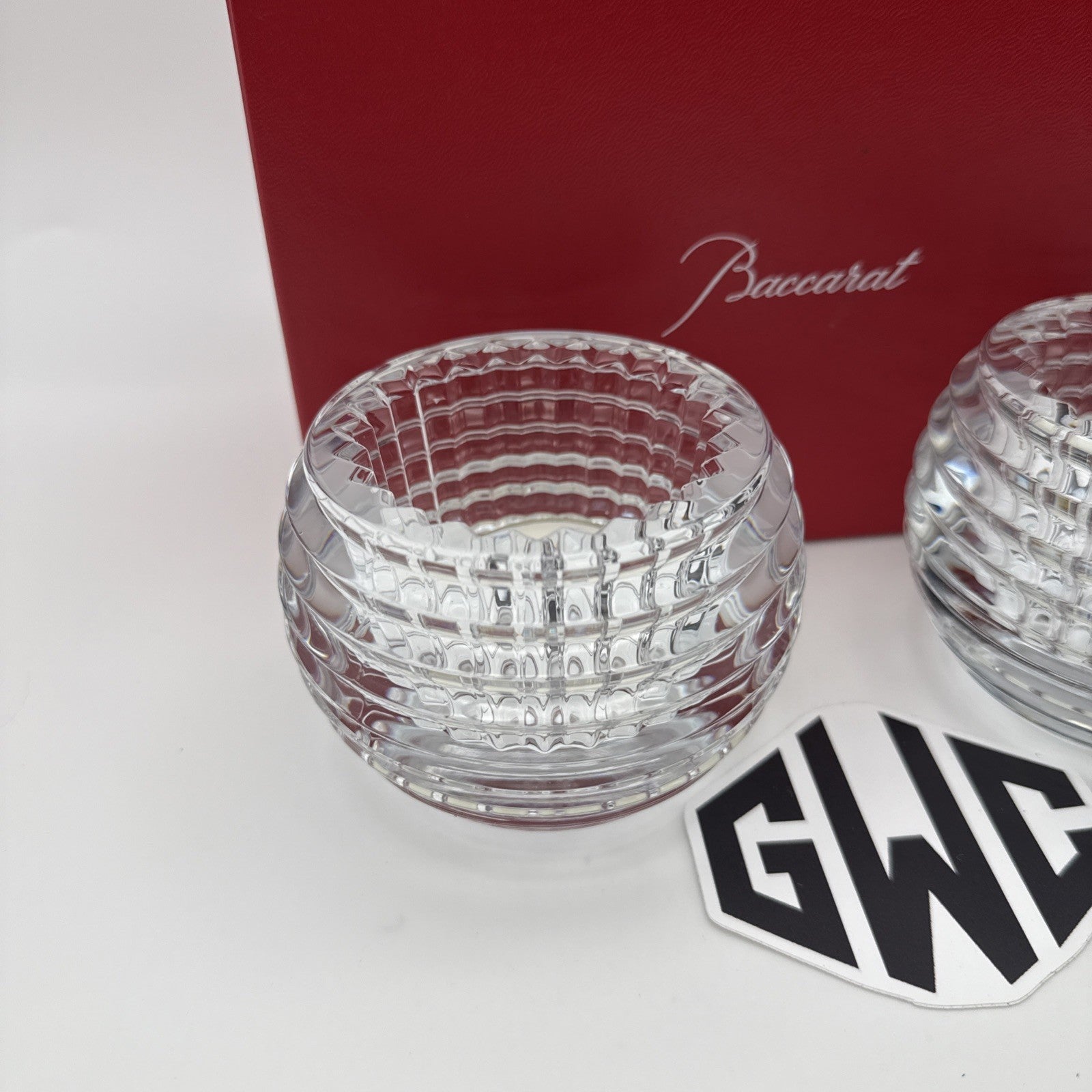 Baccarat Eye Candle Votive Clear Crystal Pair Of 2 New In Box 2810638 Sealed