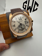 Cartier De Calibre WF100005 Silver Dial 18K Rose Gold Diamond Mens Watch 42MM
