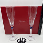 Baccarat Eve Harcourt Champagne Flute Blue Knob Clear Crystal 2 PCs New 2811092