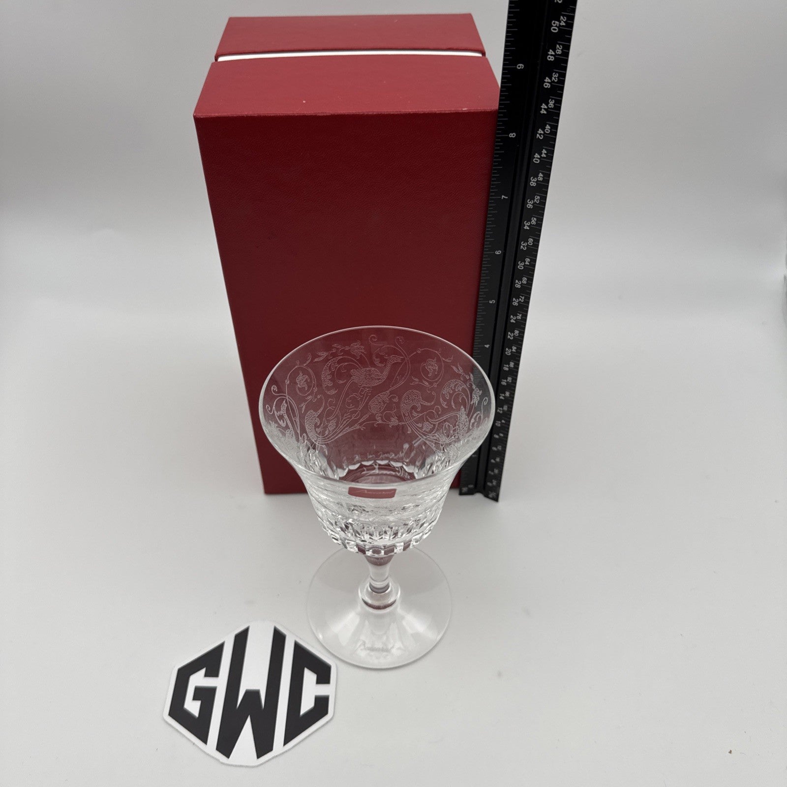 Baccarat Parme Wine Glass Etched Design Clear Crystal New In Box 1516103