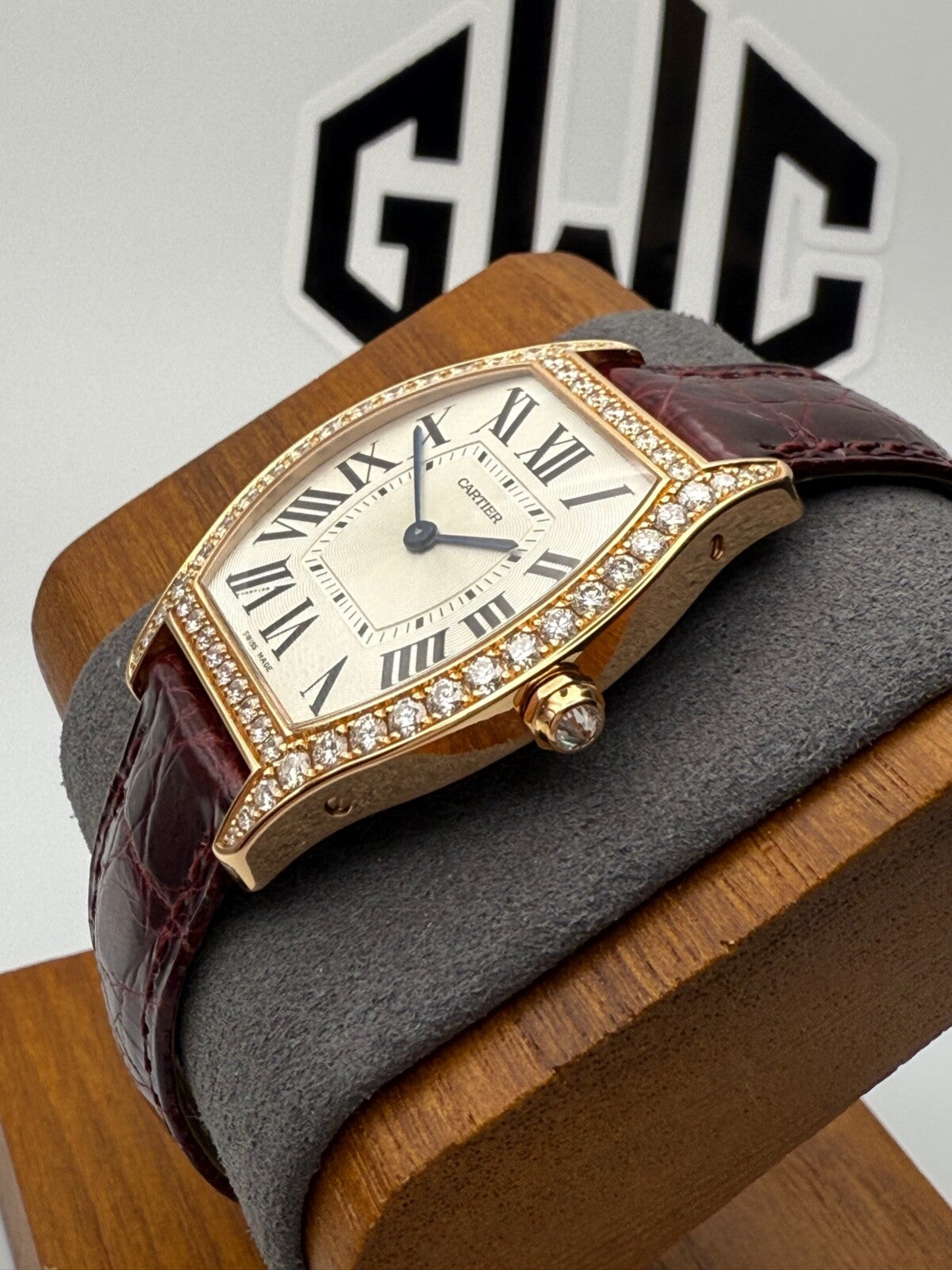 Cartier Tortue Medium Manual Wind Watch 31 x 39MM Rose Gold Silver WA501008
