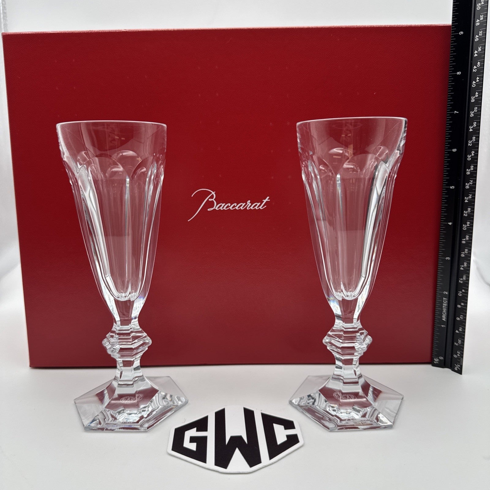 Baccarat Harcourt 1841 Champagne Flutes Clear Crystal Pair Of 2 New 2811799