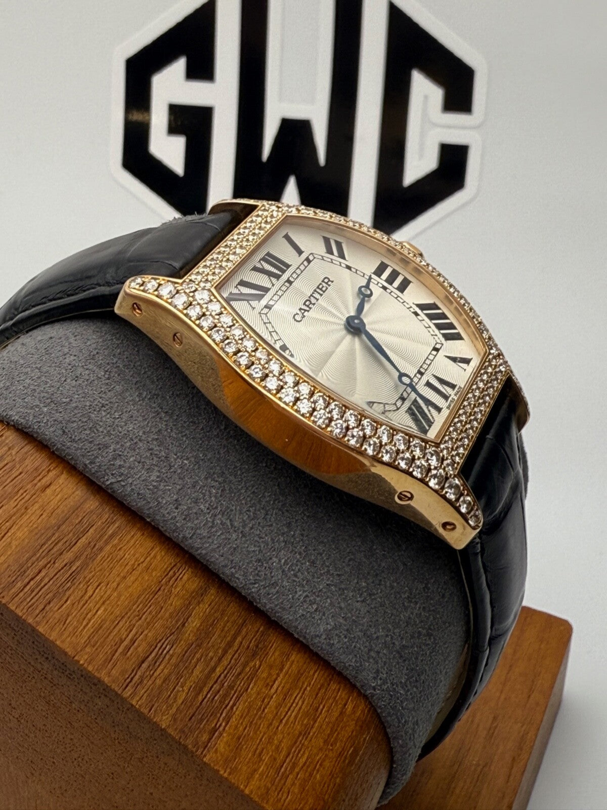 Cartier Tortue Large WA503951 18k Rose Gold Factory Diamonds 43mm
