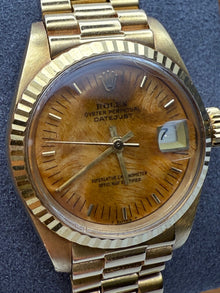 Rolex Datejust President 6917 18K Yellow Gold Factory Burl Wood Dial 26mm