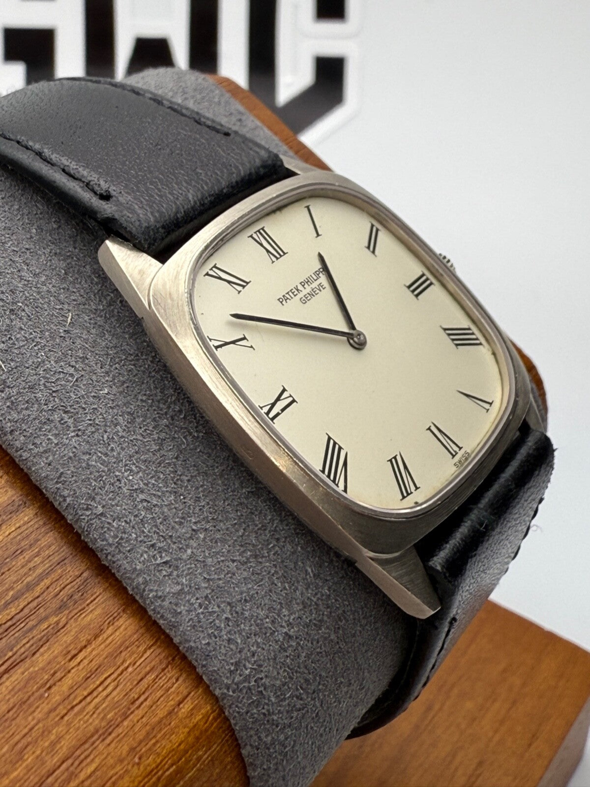 Patek Philippe Ellipse 3566G 18K White Gold Leather Strap White Dial 28mm