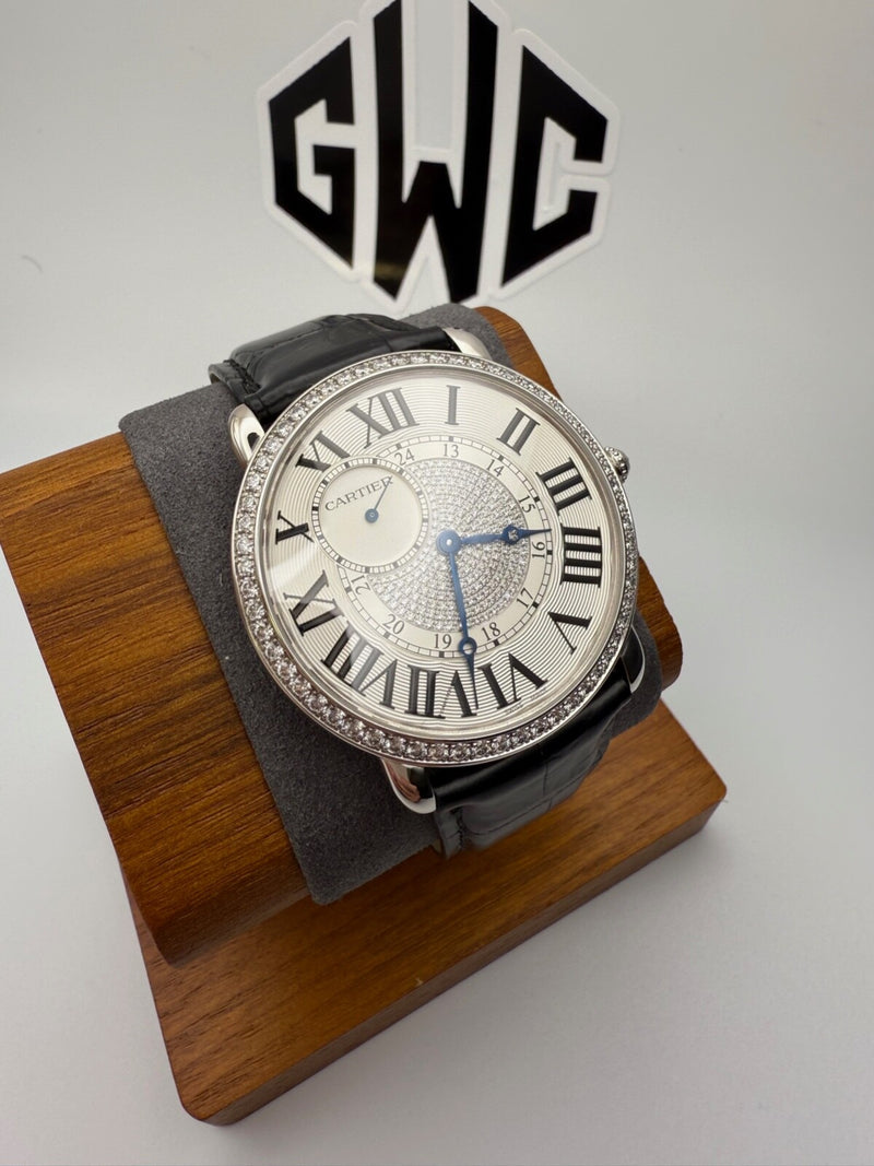Cartier Ronde Louis 3269 18K White Gold Diamond Bezel & Dial Manual Wind 42 mm