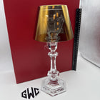 Baccarat Our Fire Candle Holder With Gold Shade Clear Crystal 2605622 NIB Sealed