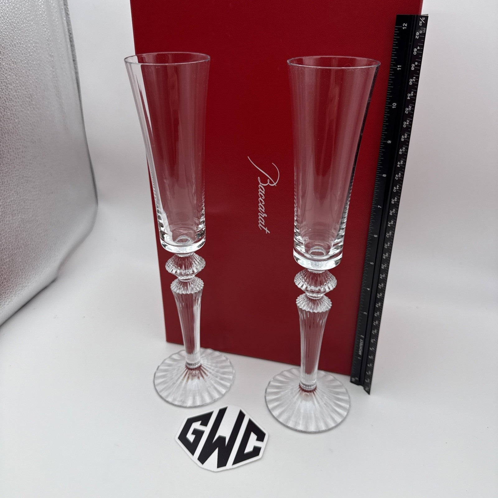 Baccarat Mille Nuits Flutissimo Champagne Flute Clear Crystal 2 PCs NIB 2810597