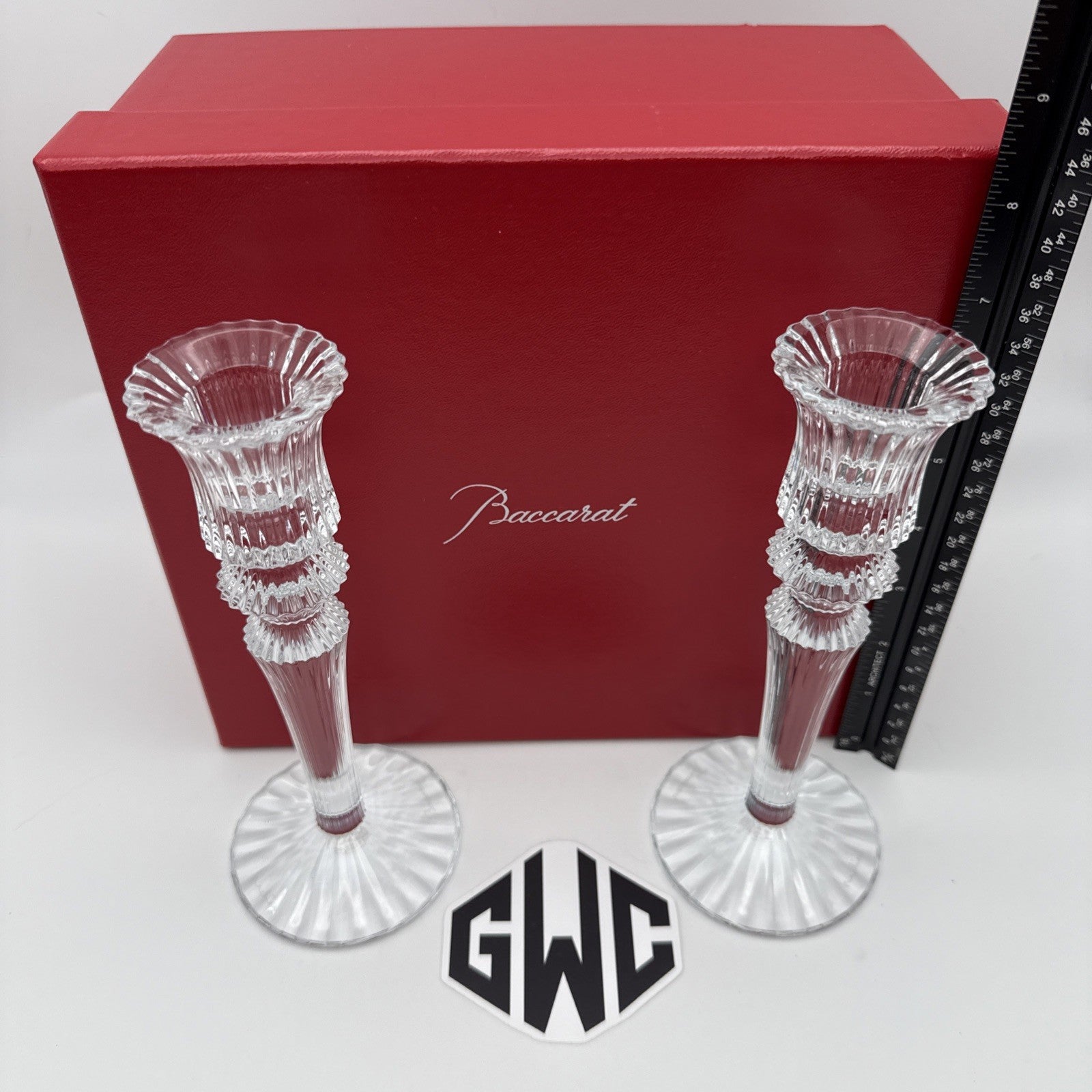 Baccarat Mille Nuits Clear Crystal Candlesticks Holder Set Of 2 2600553
