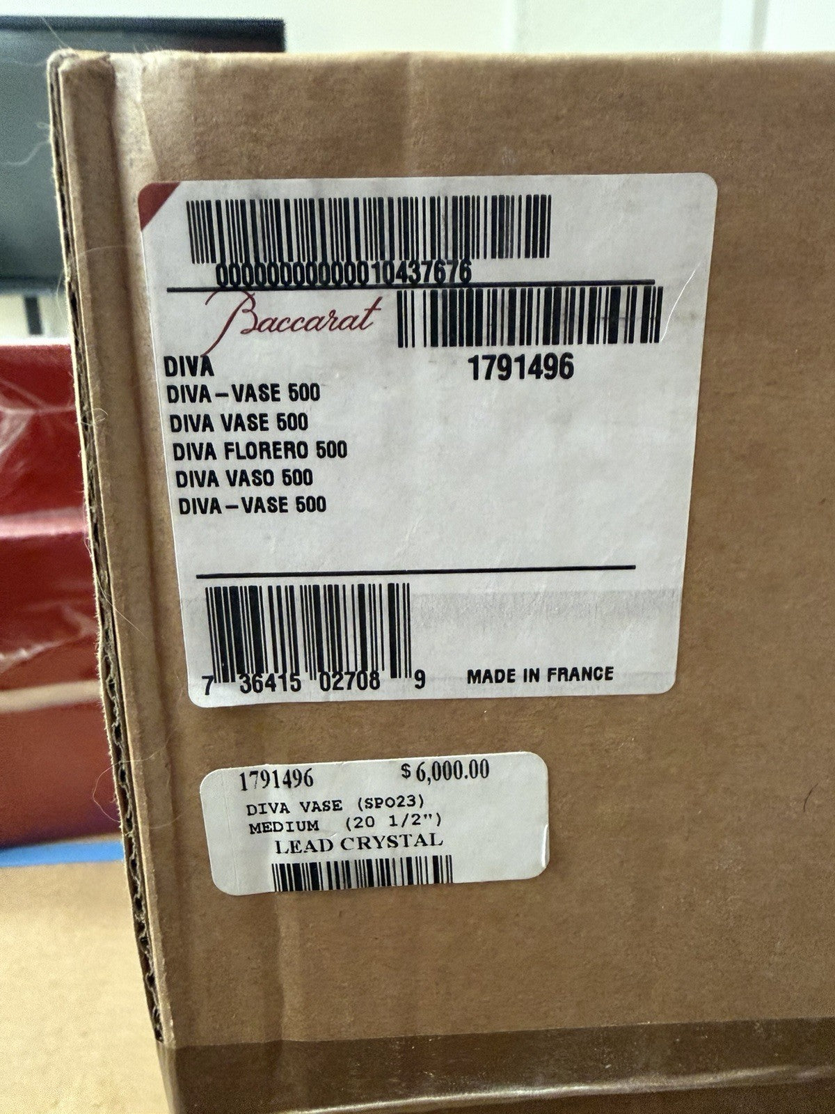Baccarat Diva Vase Medium Clear Crystal BNIB 1791496 21.5in