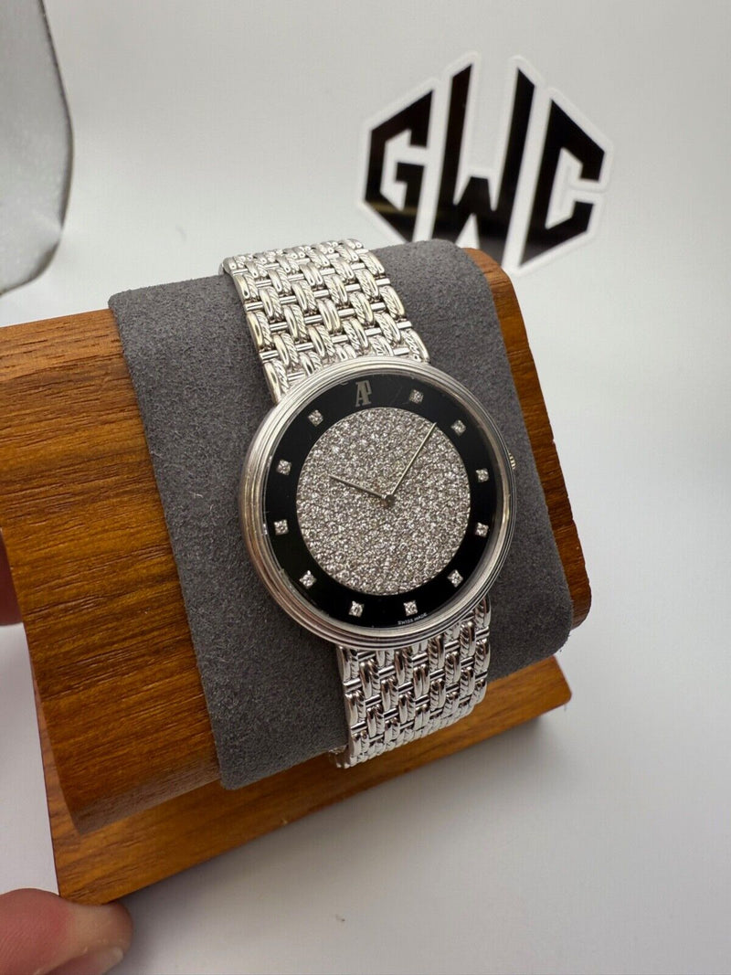 Audemars Piguet 56301 Pave Diamond Black Onyx Dial 18K White Gold Vintage