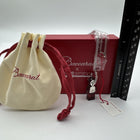 Baccarat Red Crystal BearBrick Long Necklace Silver 32 Inch New In Box 2814118