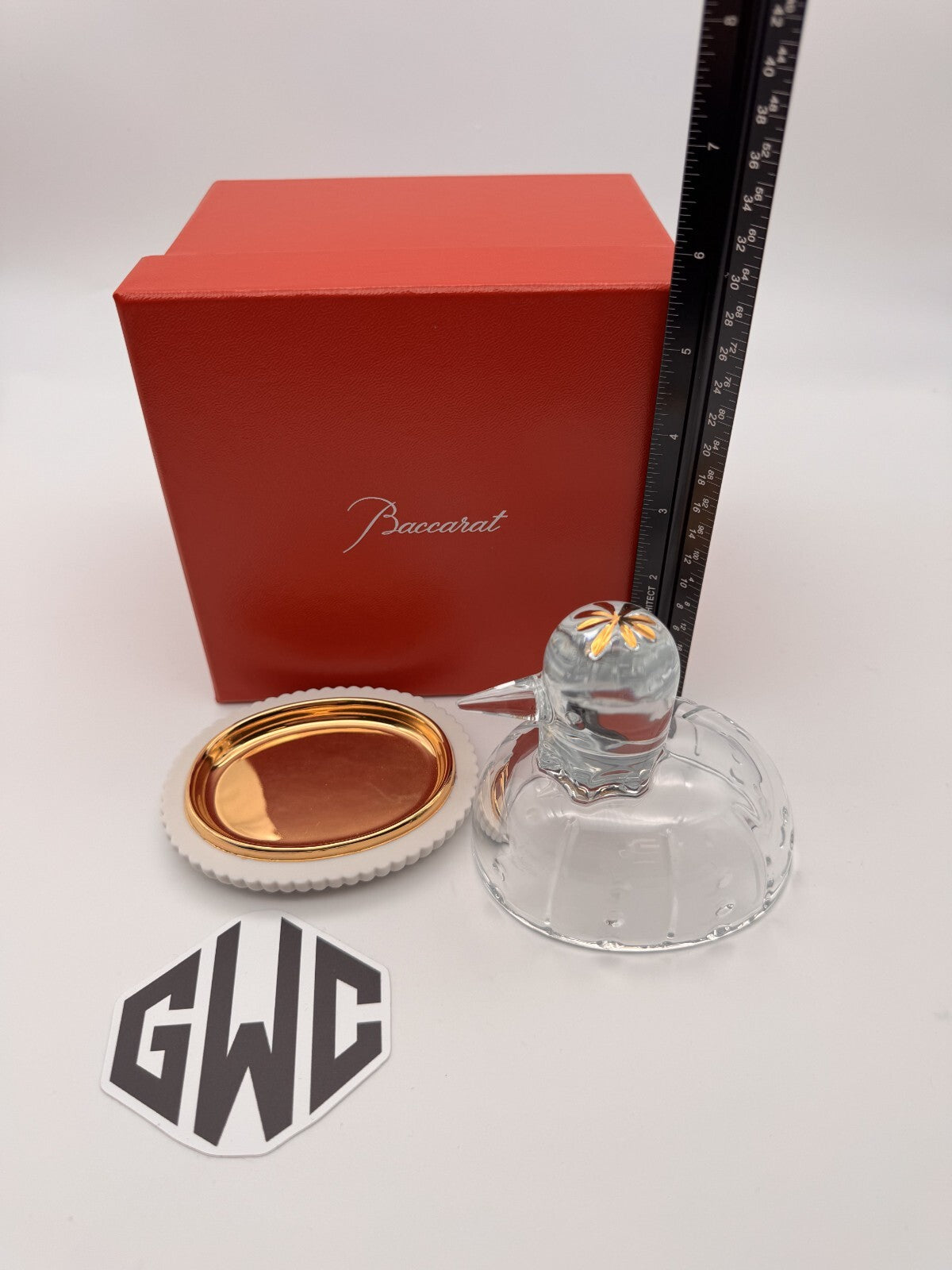 Baccarat Zoo Duck Jewelry Box Clear Crystal & Porcelain 2814457 New In Box