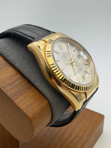Rolex Datejust 36MM 116138 Silver W/ Papers 18K Solid Gold Leather Bracelet