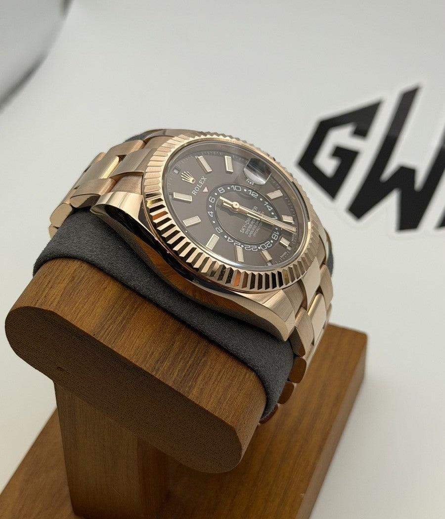 2022 Rolex Sky-Dweller 326935 Chocolate Brown 18K Gold Oyster 42mm Box Papers