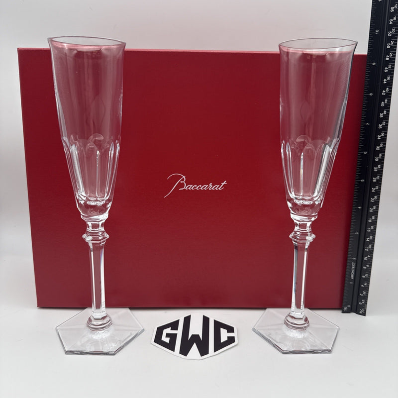 Baccarat Harcourt Eve Champagne Flutes Clear Crystal 2 Pieces New In Box 2802588