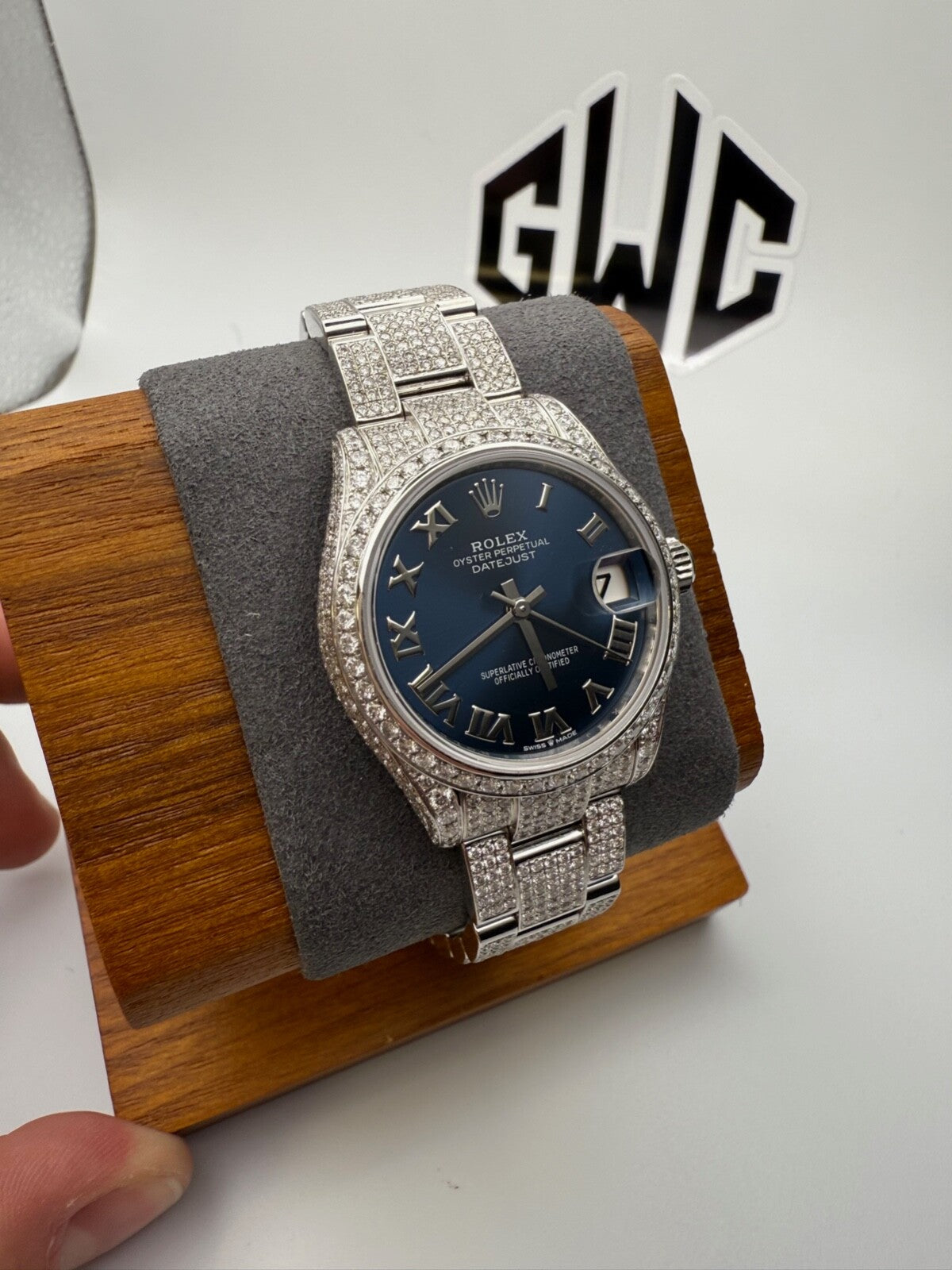Rolex Datejust 278240 Iced Out Bussdown Diamond Blue Dial Stainless Steel 31mm