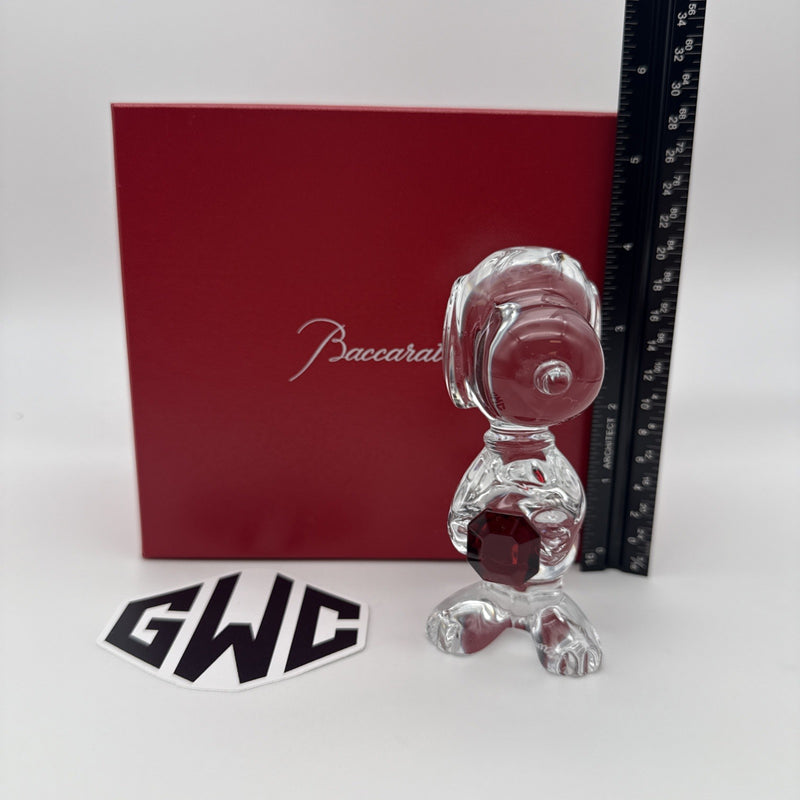 Baccarat Snoopy With Red Octagon Clear Crystal New In Box Sealed 2814009