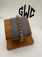 $14500 David Yurman Armory 18k Rose Gold Pave Cognac Diamond 9.5mm Link Bracelet