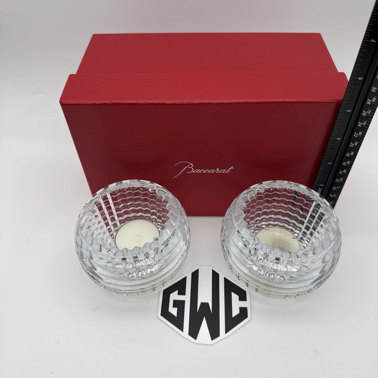 Baccarat Eye Candle Votive Clear Crystal Pair Of 2 New In Box 2810638 Sealed