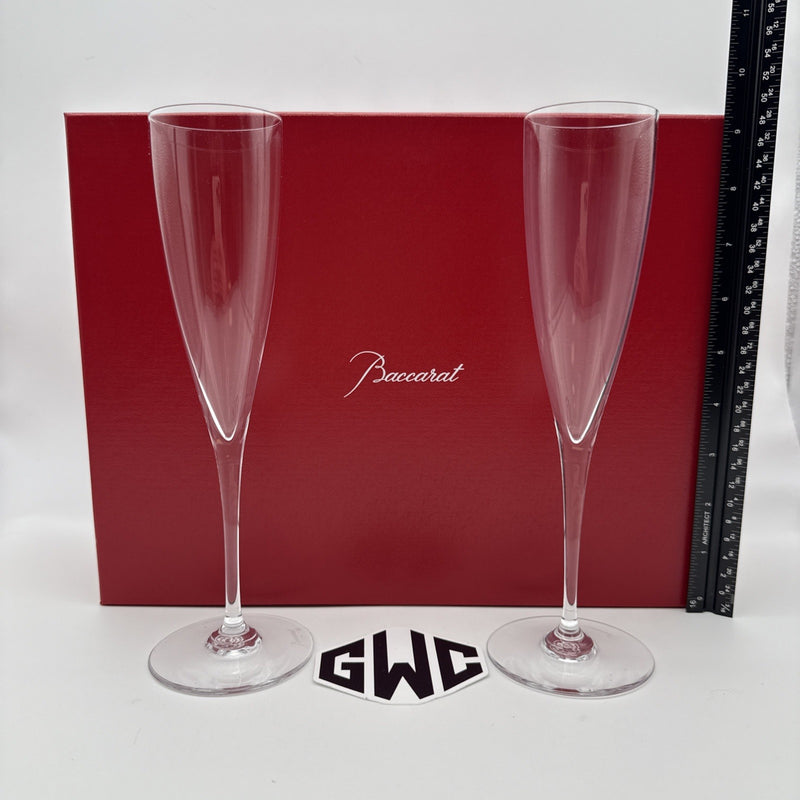 Baccarat Dom Perignon Champagne Flutes Clear Crystal Pair Of 2 NIB 1845244