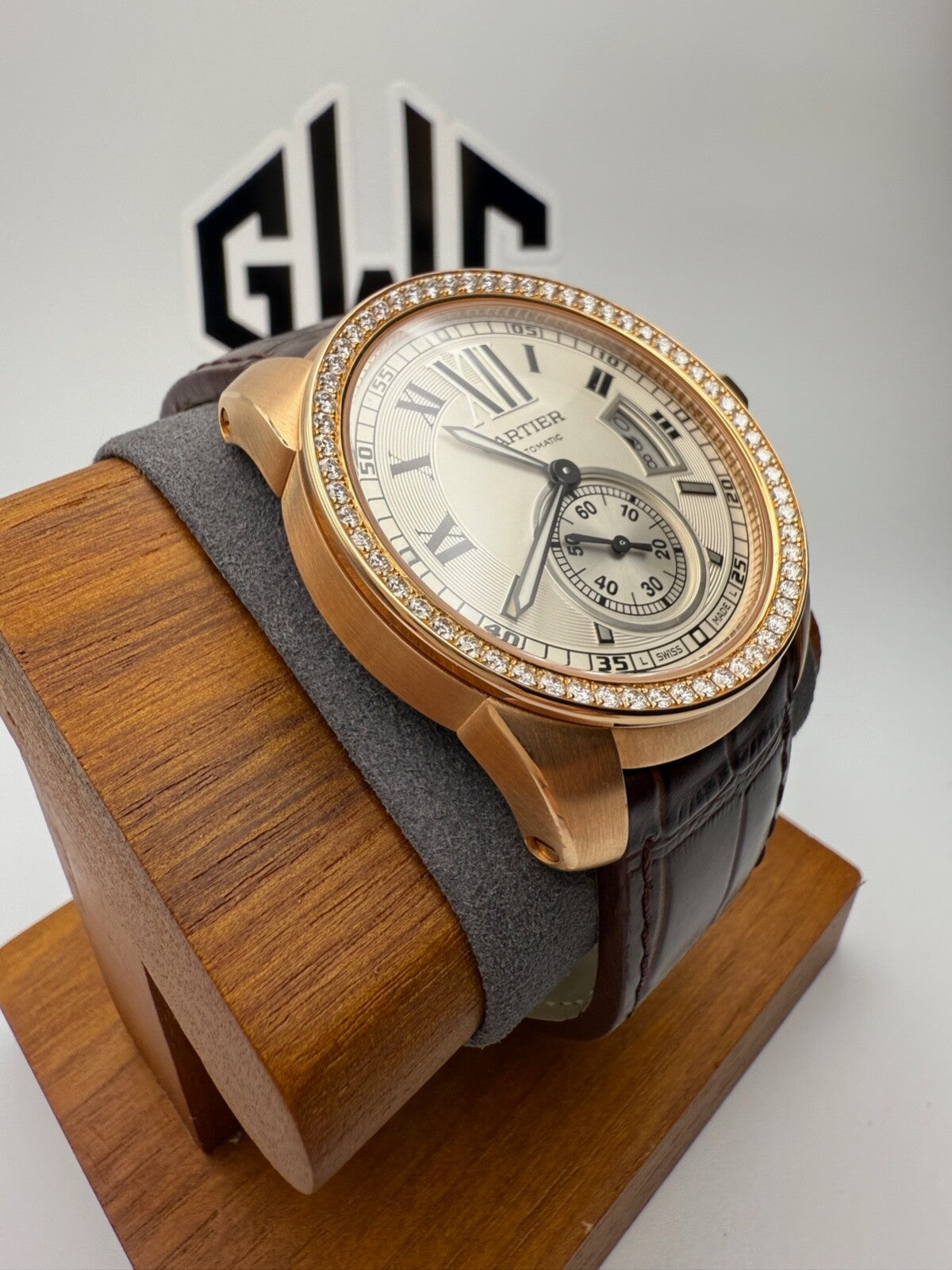 Cartier De Calibre WF100005 Silver Dial 18K Rose Gold Diamond Mens Watch 42MM