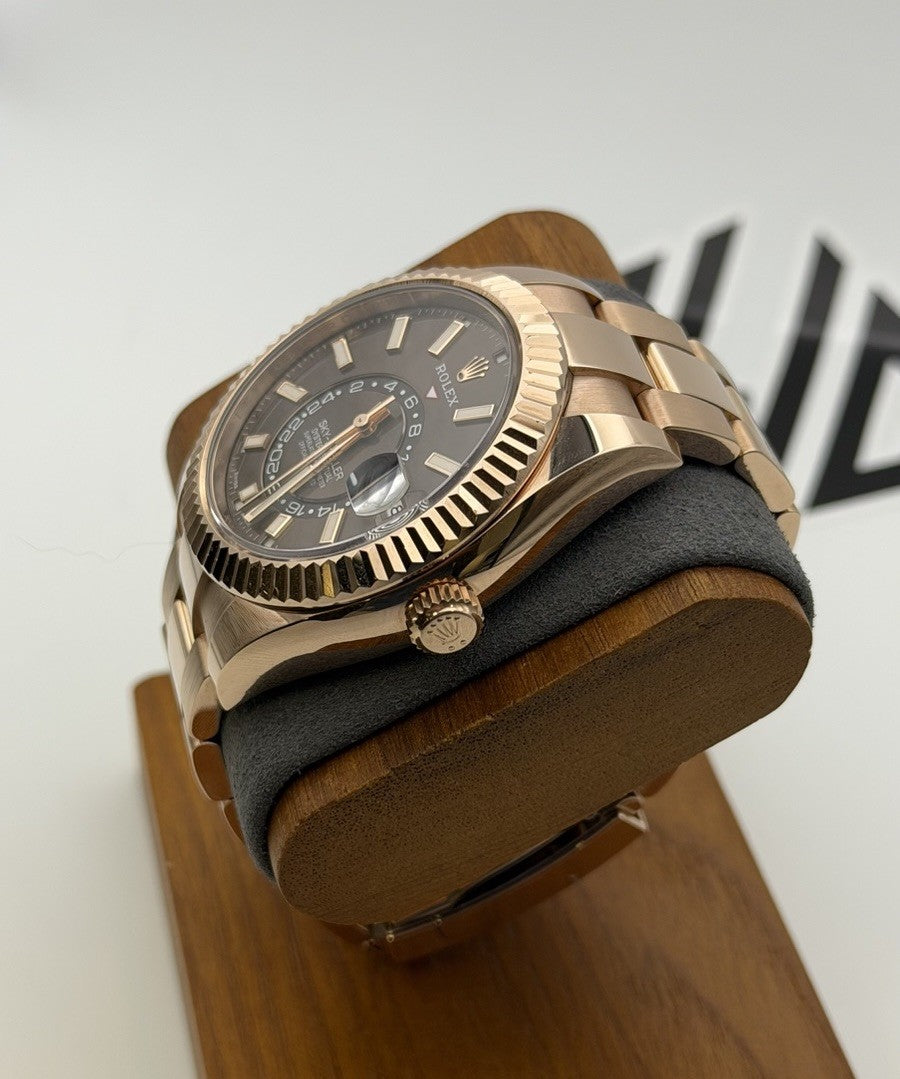 2022 Rolex Sky-Dweller 326935 Chocolate Brown 18K Gold Oyster 42mm Box Papers