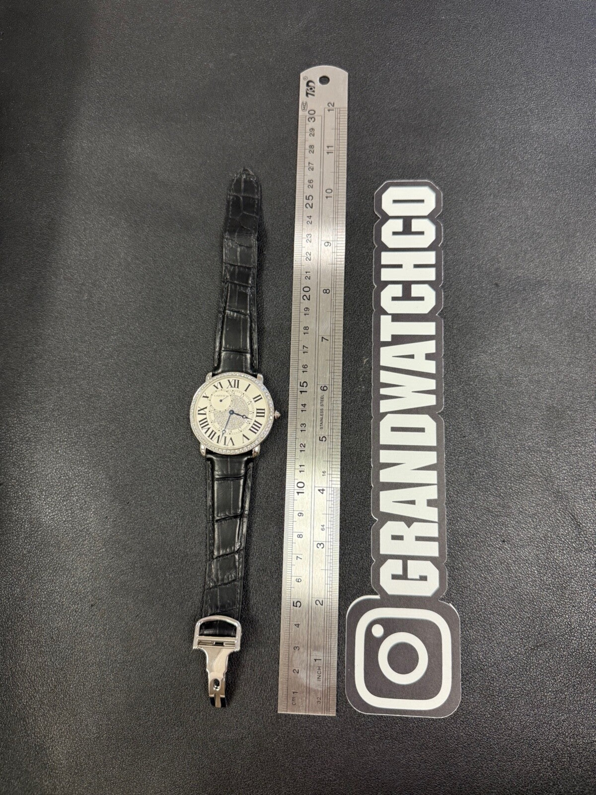Cartier Ronde Louis 3269 18K White Gold Diamond Bezel & Dial Manual Wind 42 mm
