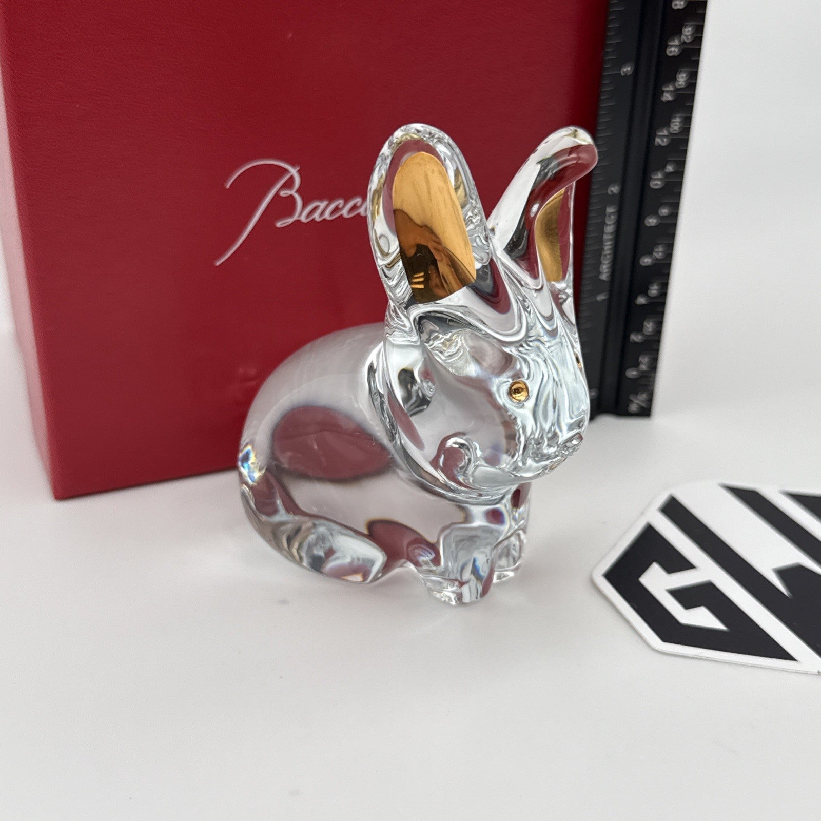 Baccarat Minimals Rabbit Figurine Clear Crystal With 20k Gold 2814806 NIB Sealed