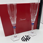 Baccarat Eve Harcourt Champagne Flute Blue Knob Clear Crystal 2 PCs New 2811092