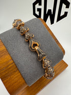 $14500 David Yurman Armory 18k Rose Gold Pave Cognac Diamond 9.5mm Link Bracelet