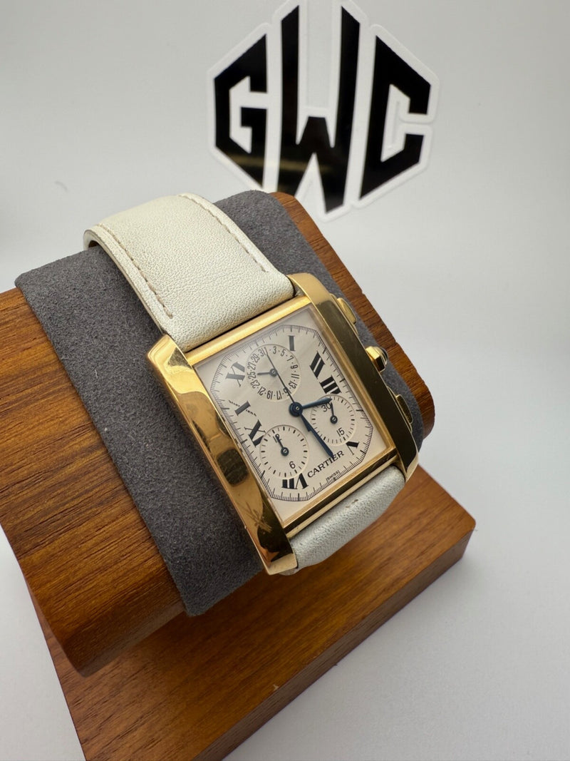 Cartier Tank Francaise W5000556 18K Yellow Gold Quartz 28mm Chronograph