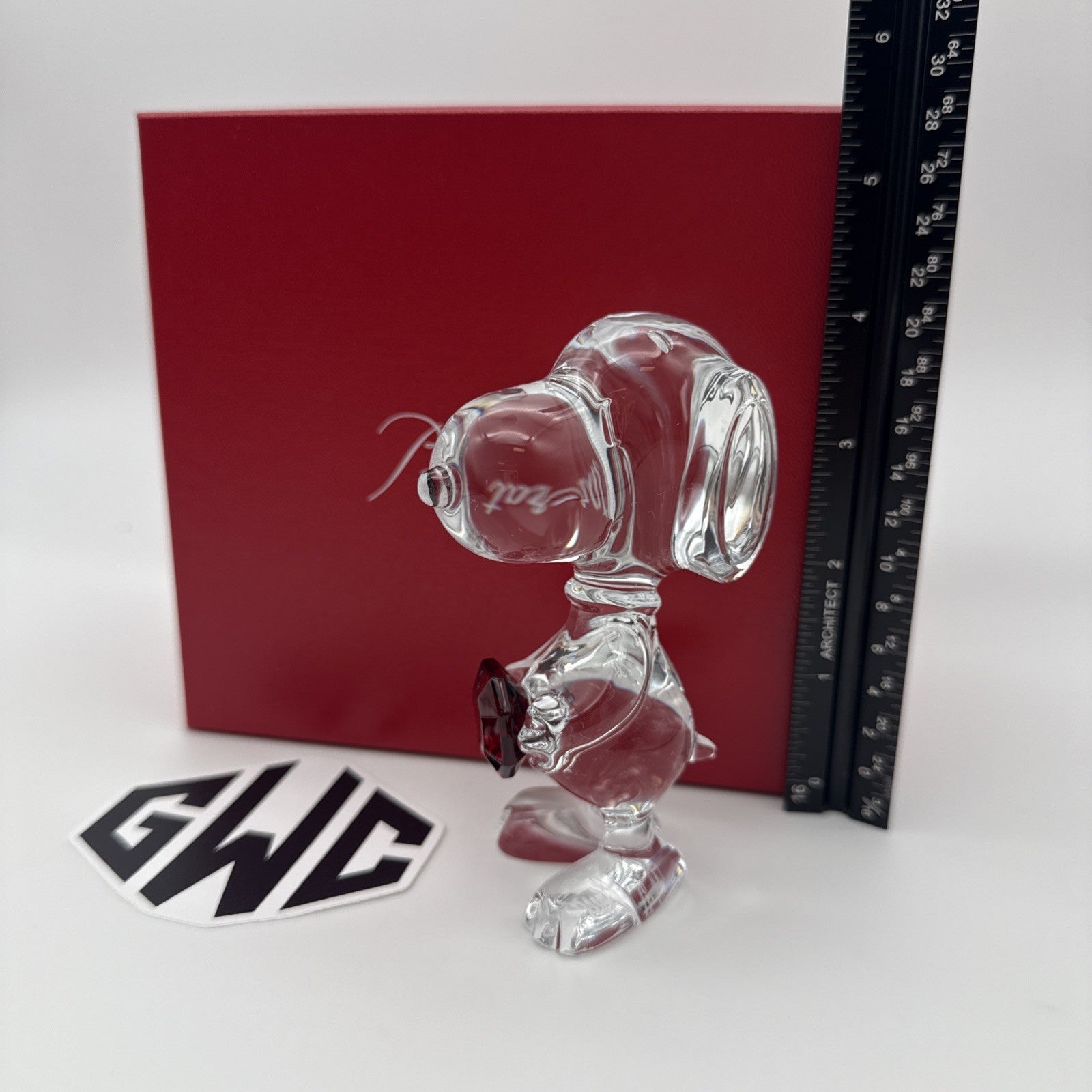 Baccarat Snoopy With Red Octagon Clear Crystal New In Box Sealed 2814009