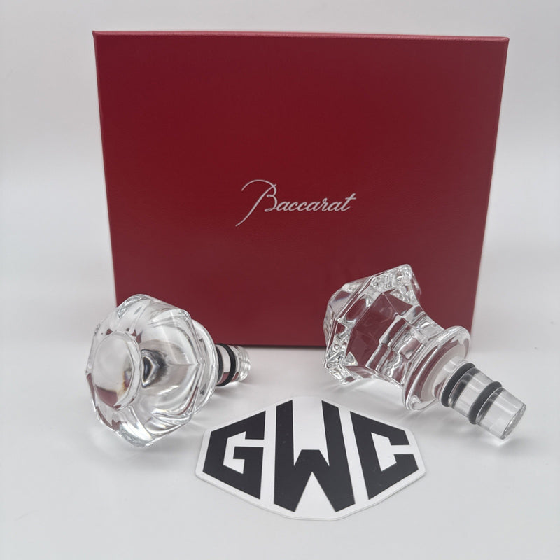 Baccarat Clear Crystal Tip Top Bottle Wine Stoppers 2 Pieces 2812558 New In Box
