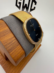 Patel Philippe Ellipse 3875/1J Yellow Gold 18K Blue Dial Diamond Bezel Quartz