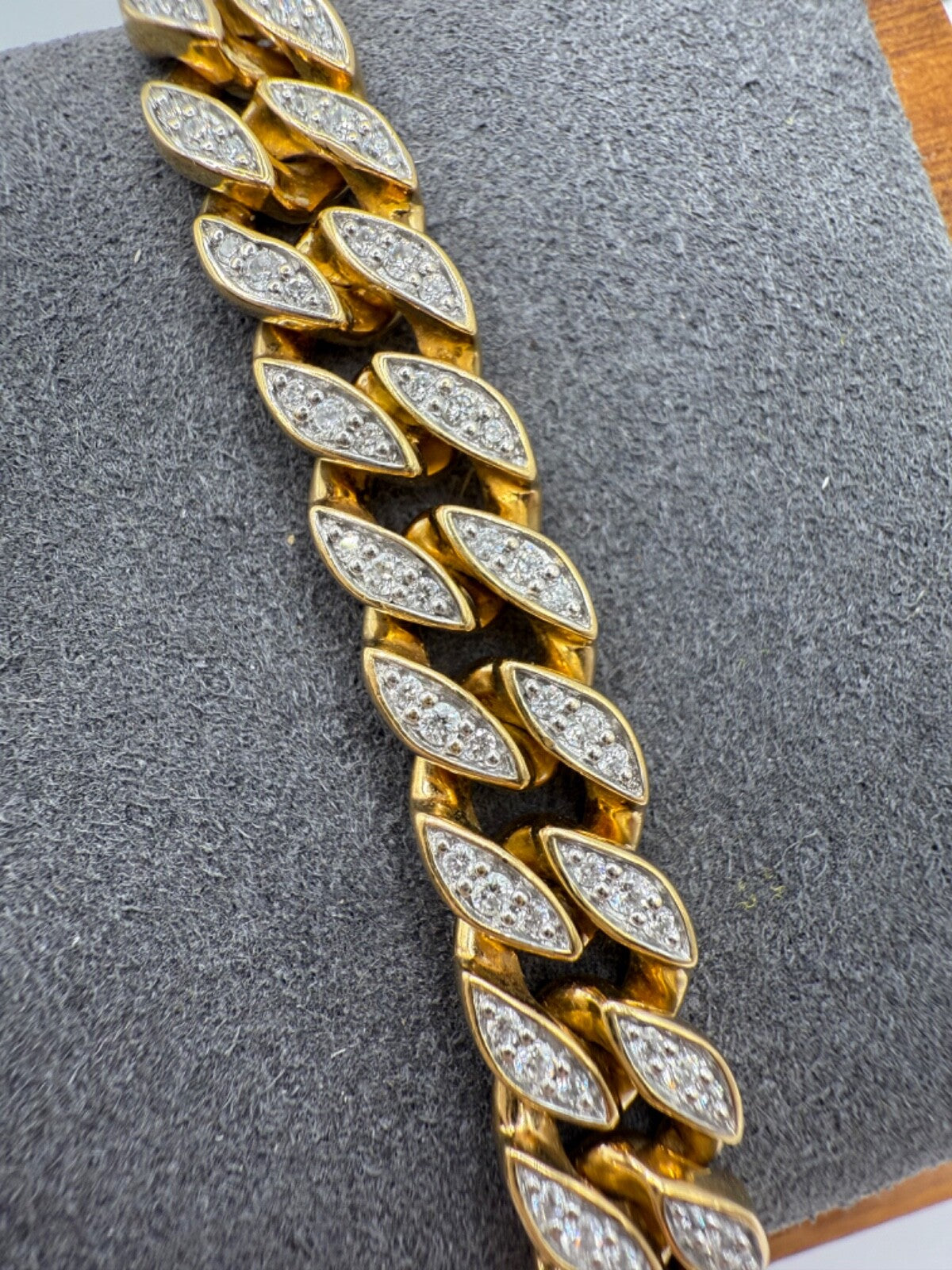 $17500 David Yurman Curb Chain Bracelet 18K Yellow Gold Diamonds 8mm 7.25in