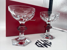 Baccarat Harcourt Red Knob Champagne Coupes Clear and Red Crystal New 2814393