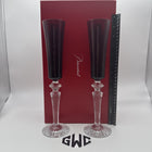 Baccarat Mille Nuits Flutissimo Champagne Flutes Red Crystal 2 Piece NIB 2810596