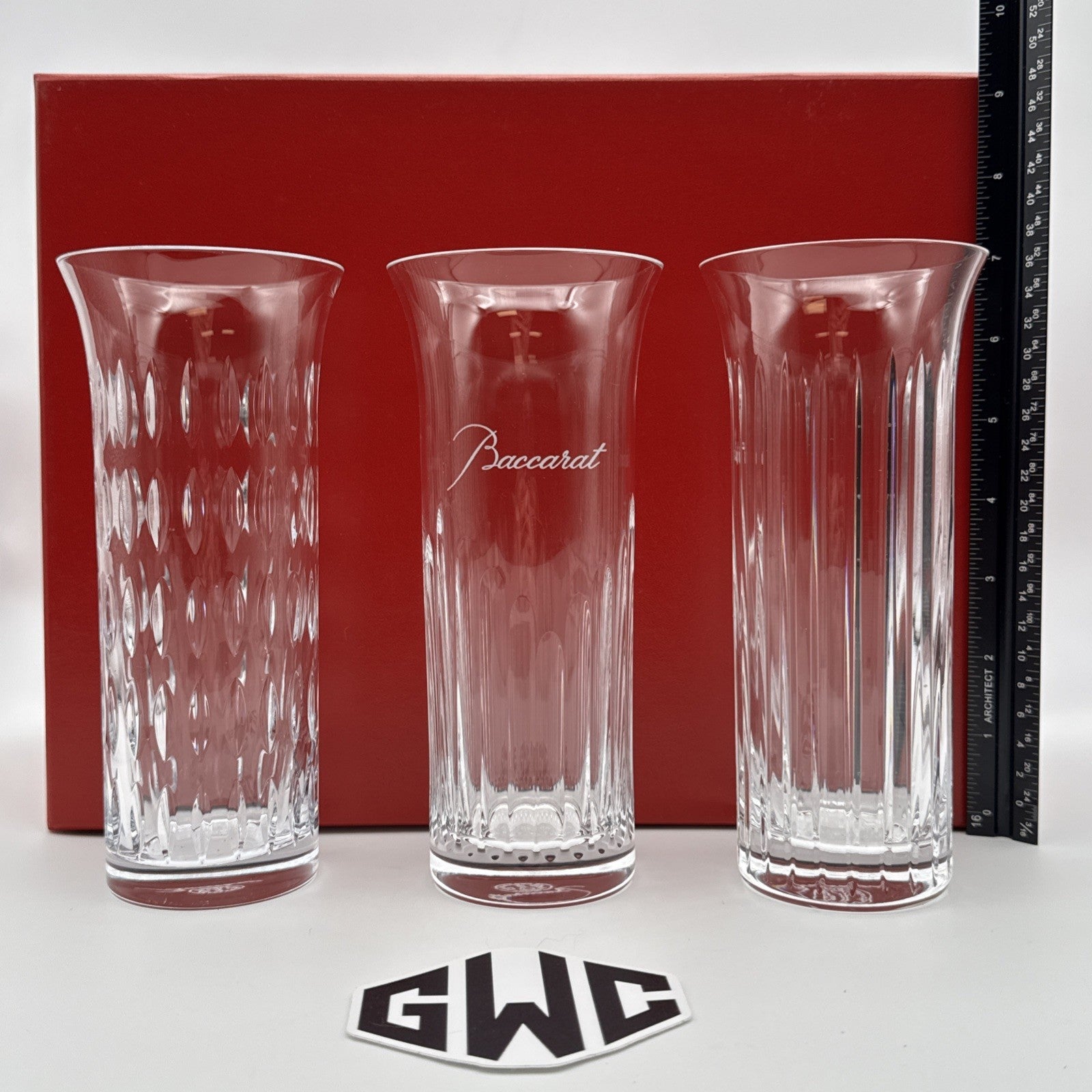 Baccarat Flora Bud Flower Vases Set Of 3 Clear Crystal New In Box 2810832 Sealed