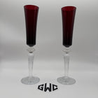 Baccarat Mille Nuits Flutissimo Champagne Flutes Red Crystal 2 Piece NIB 2810596