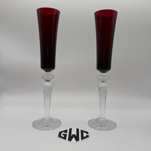 Baccarat Mille Nuits Flutissimo Champagne Flutes Red Crystal 2 Piece NIB 2810596