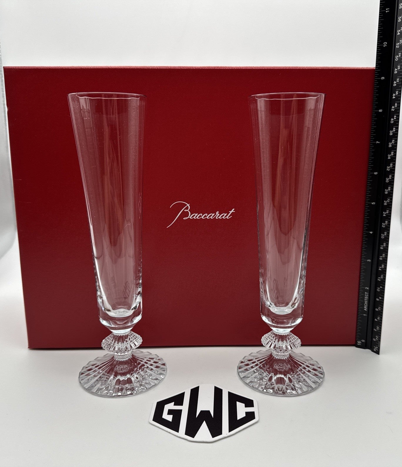 Baccarat Mille Nuits Champagne Flutes Clear Crystal Set Of 2 New In Box 2811795