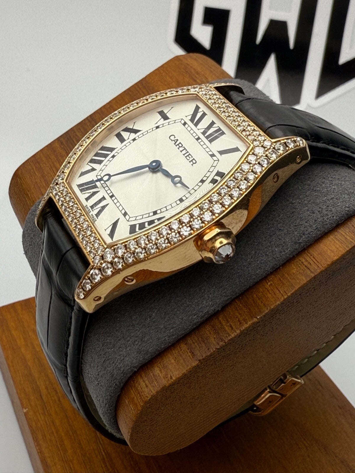 Cartier Tortue Large WA503951 18k Rose Gold Factory Diamonds 43mm