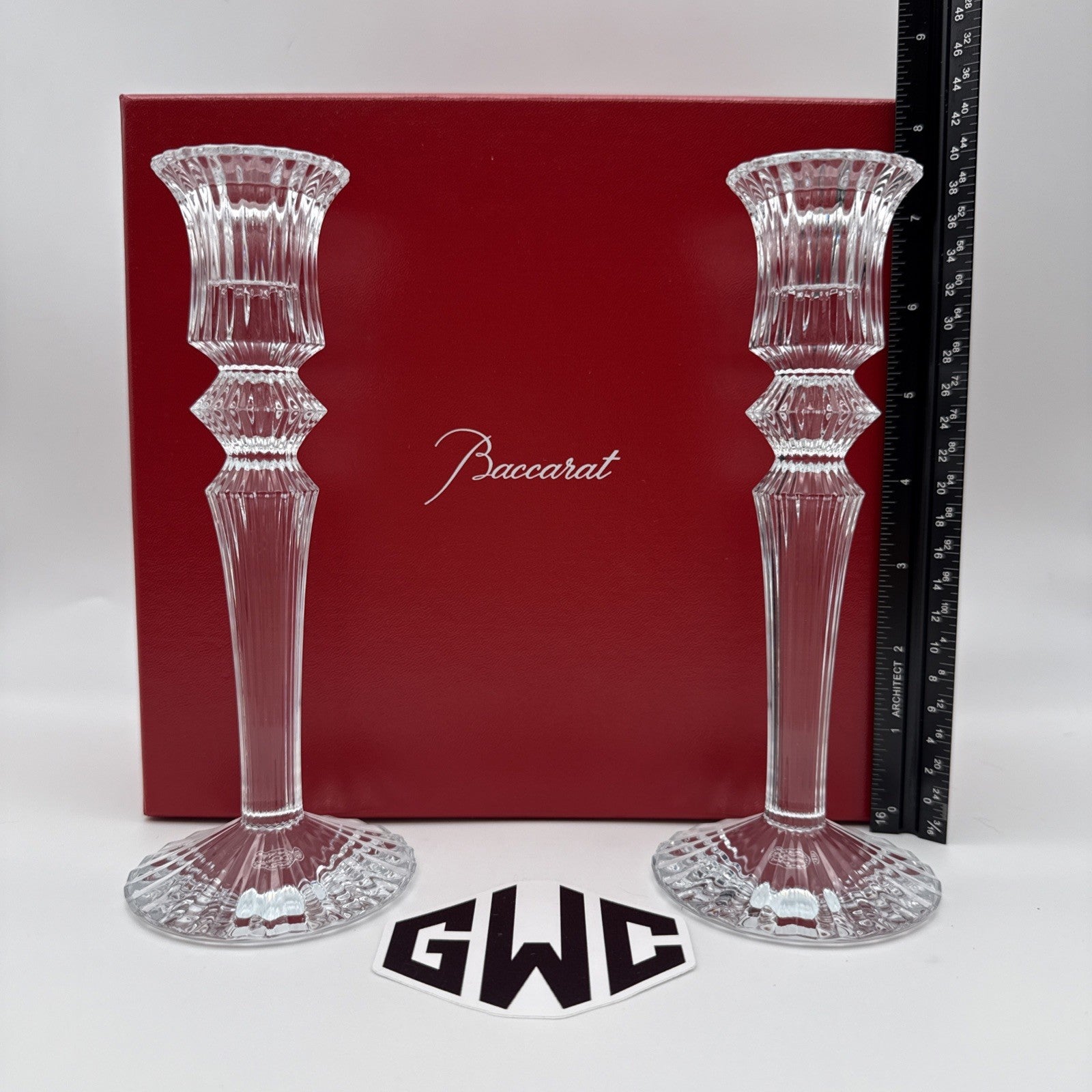 Baccarat Mille Nuits Clear Crystal Candlesticks Holder Set Of 2 2600553