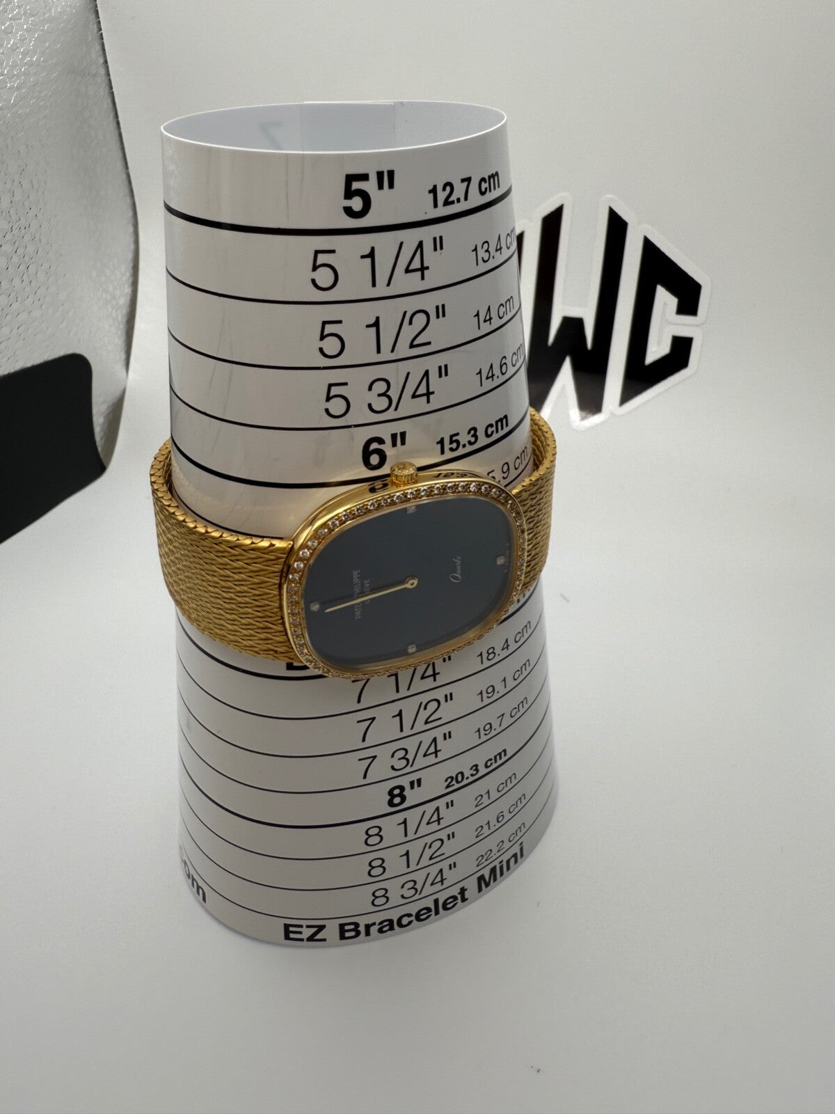 Patel Philippe Ellipse 3875/1J Yellow Gold 18K Blue Dial Diamond Bezel Quartz