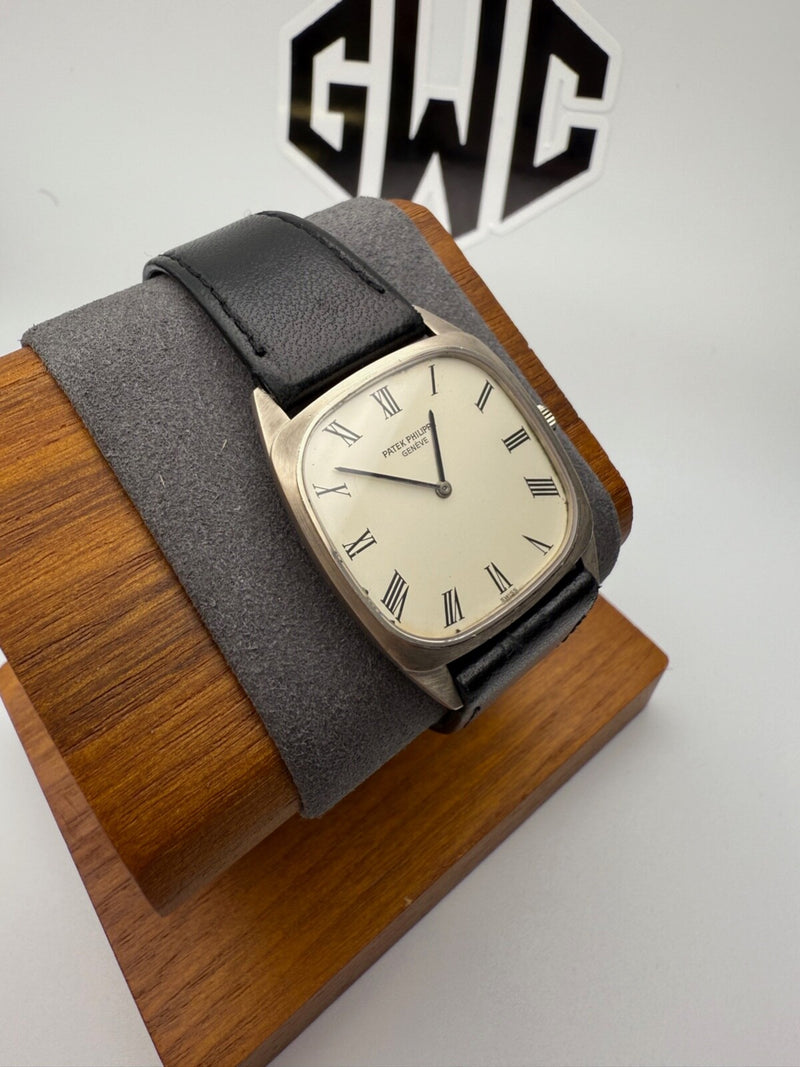 Patek Philippe Ellipse 3566G 18K White Gold Leather Strap White Dial 28mm