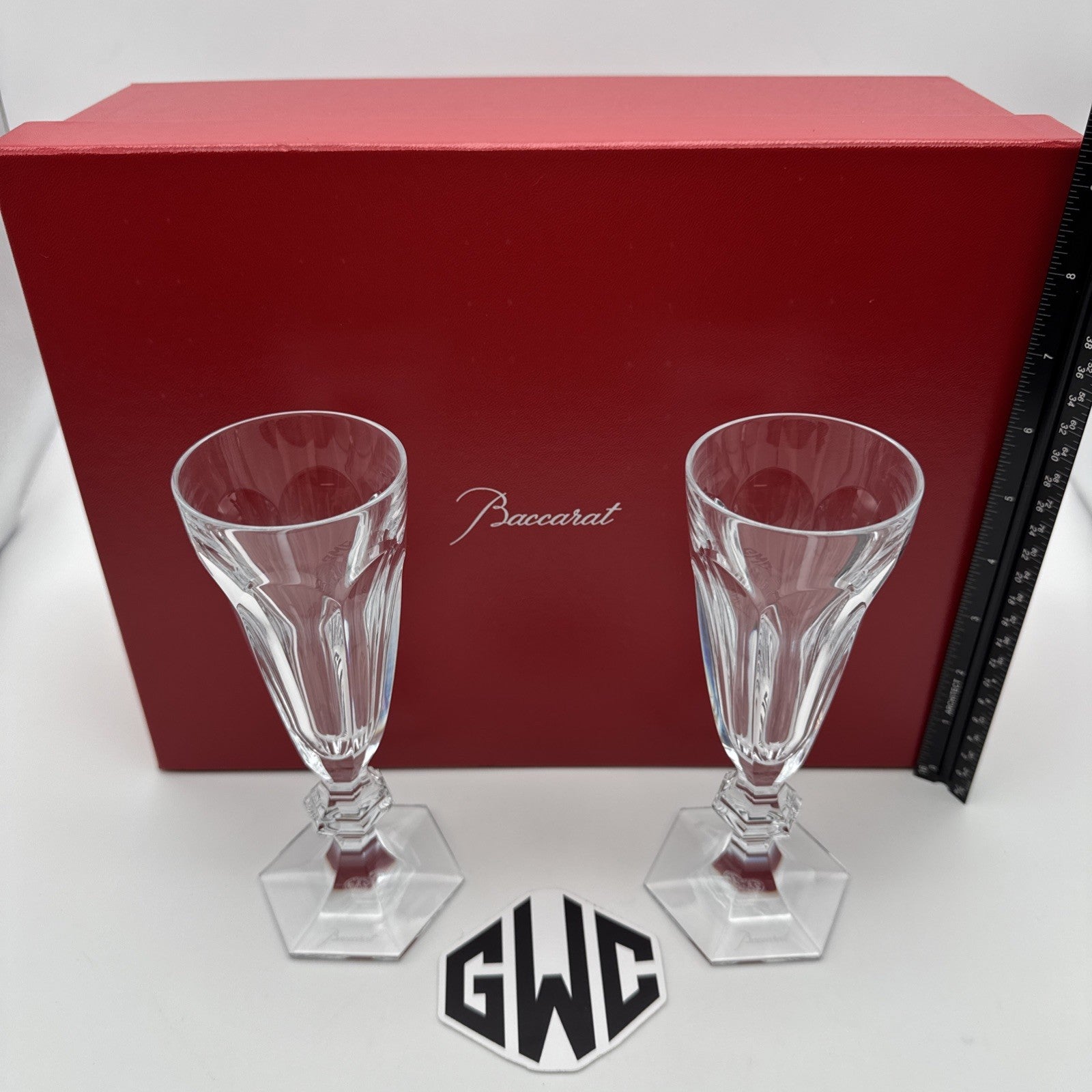 Baccarat Harcourt 1841 Champagne Flutes Clear Crystal Pair Of 2 New 2811799